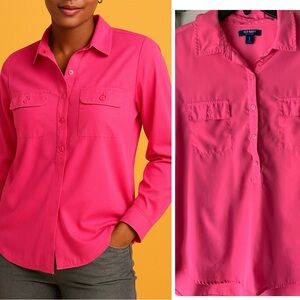 Long sleeve pink blouse button up old navy m